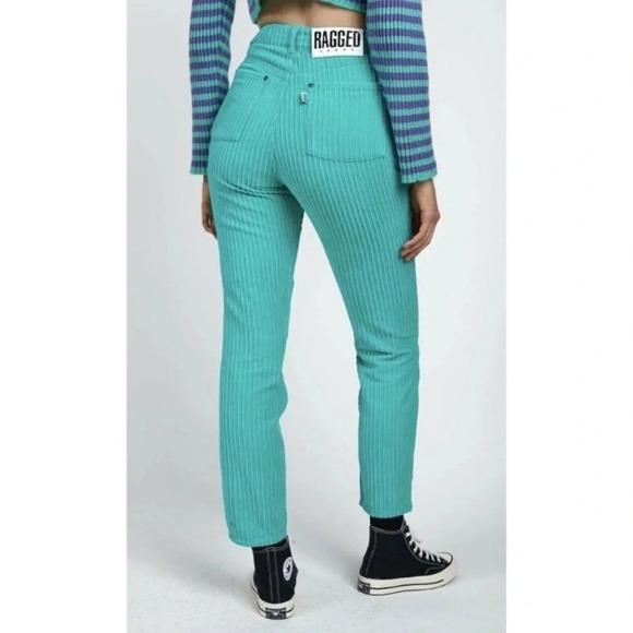 Free People X‎ Ragged Priest jumbo Corduroy Dad Jeans TURQUOISE size 24 - Picture 4 of 13